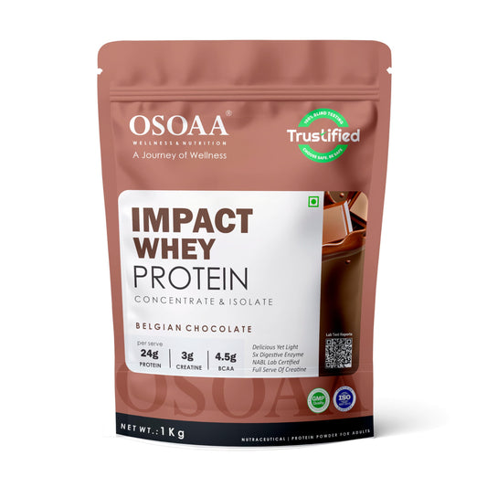 OSOAA Impact Whey Protein, 1kg, Whey Protein Powder with Creatine Monohydrate and Digestive Enzymes