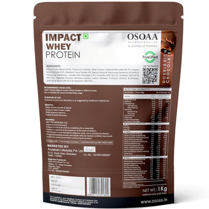 OSOAA Impact Whey Protein, 1kg, Whey Protein Powder with Creatine Monohydrate and Digestive Enzymes - close-up detail (15)