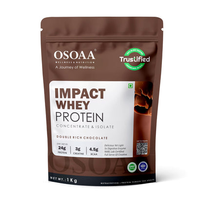 OSOAA Impact Whey Protein, 1kg, Whey Protein Powder with Creatine Monohydrate and Digestive Enzymes (18)