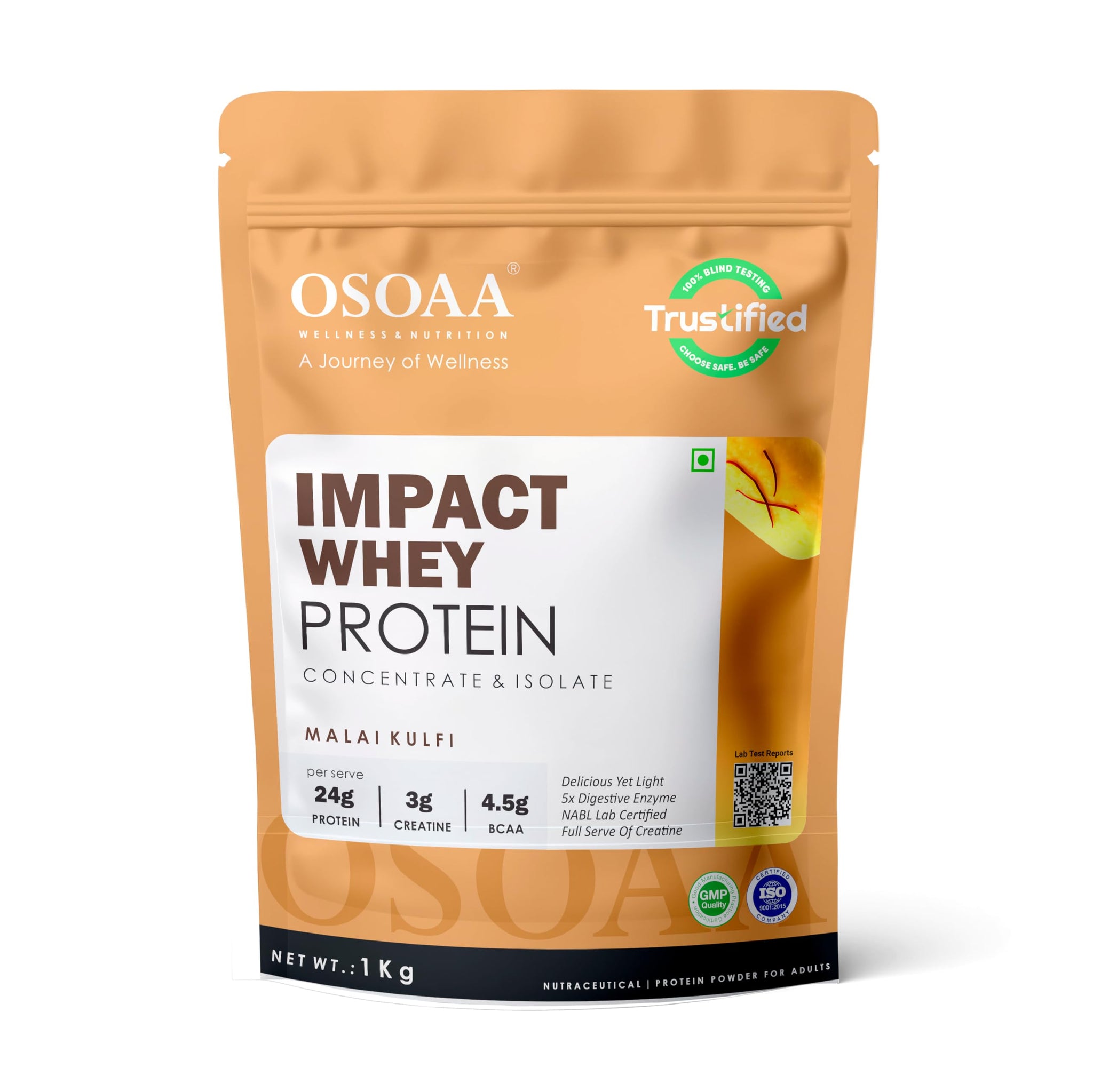 OSOAA Impact Whey Protein, 1kg, Whey Protein Powder with Creatine Monohydrate and Digestive Enzymes (22)