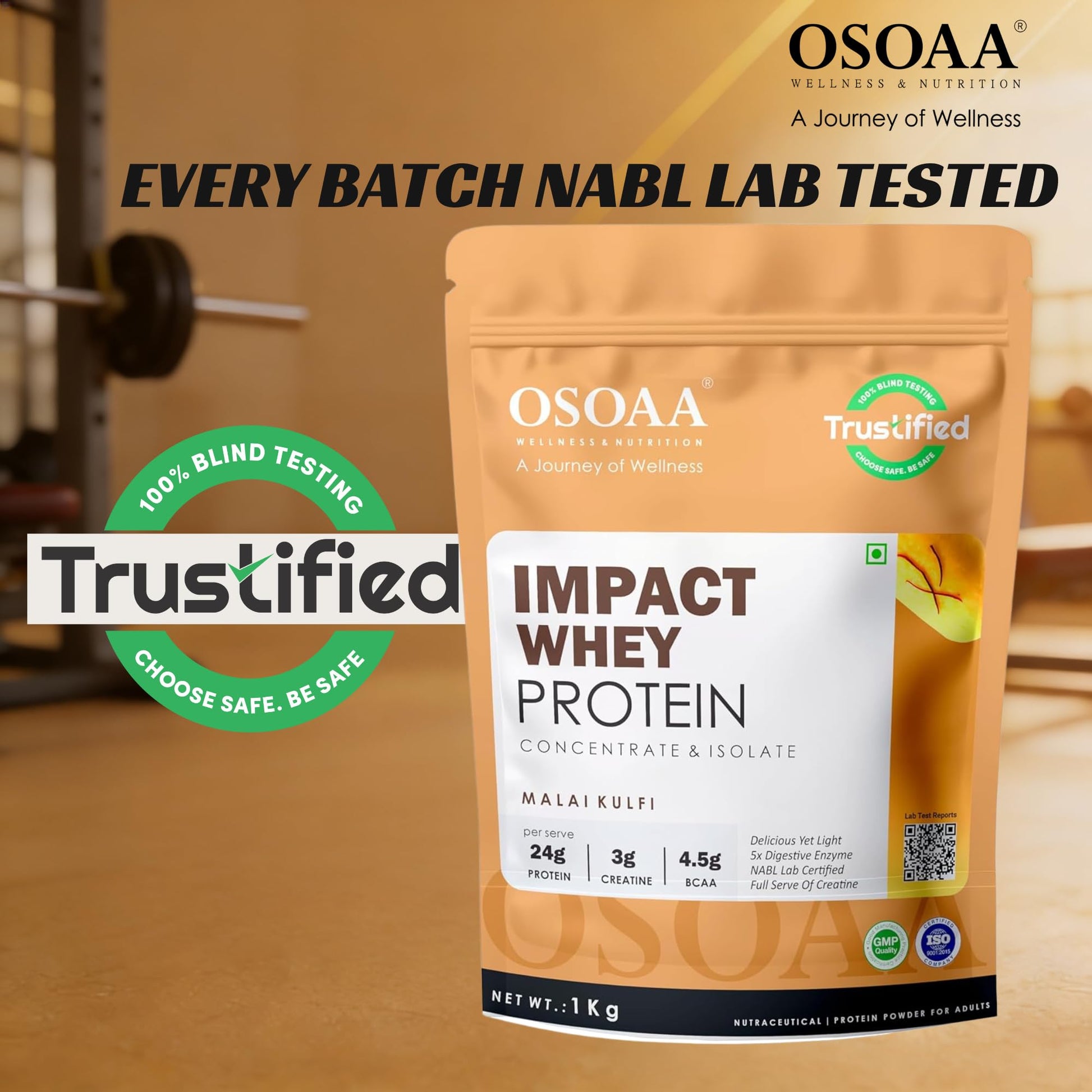 OSOAA Impact Whey Protein, 1kg, Whey Protein Powder with Creatine Monohydrate and Digestive Enzymes - packaging (25)