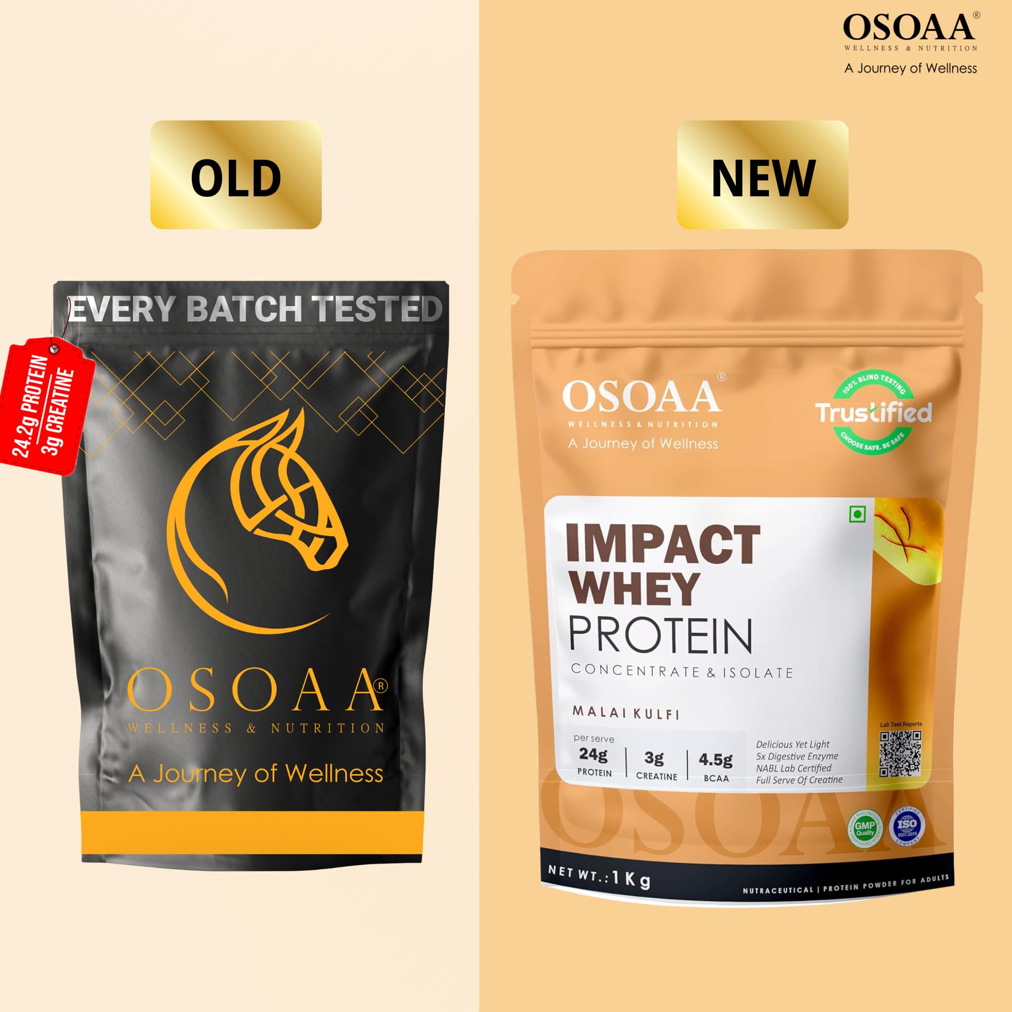 OSOAA Impact Whey Protein, 1kg, Whey Protein Powder with Creatine Monohydrate and Digestive Enzymes - label detail (26)