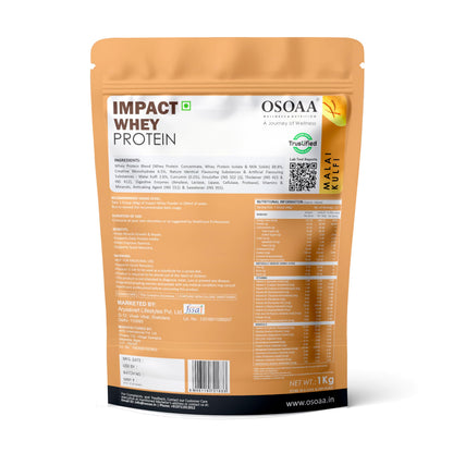 OSOAA Impact Whey Protein, 1kg, Whey Protein Powder with Creatine Monohydrate and Digestive Enzymes - in use (29)