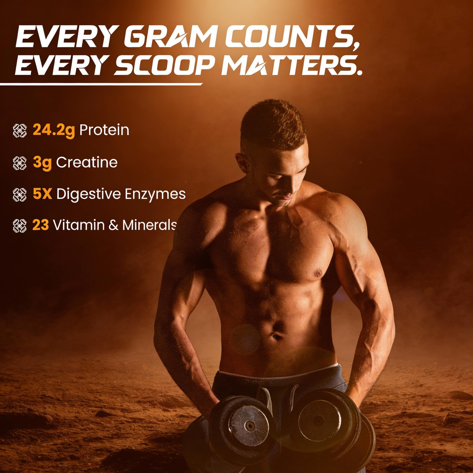 OSOAA Impact Whey Protein, 1kg, Whey Protein Powder with Creatine Monohydrate and Digestive Enzymes - packaging