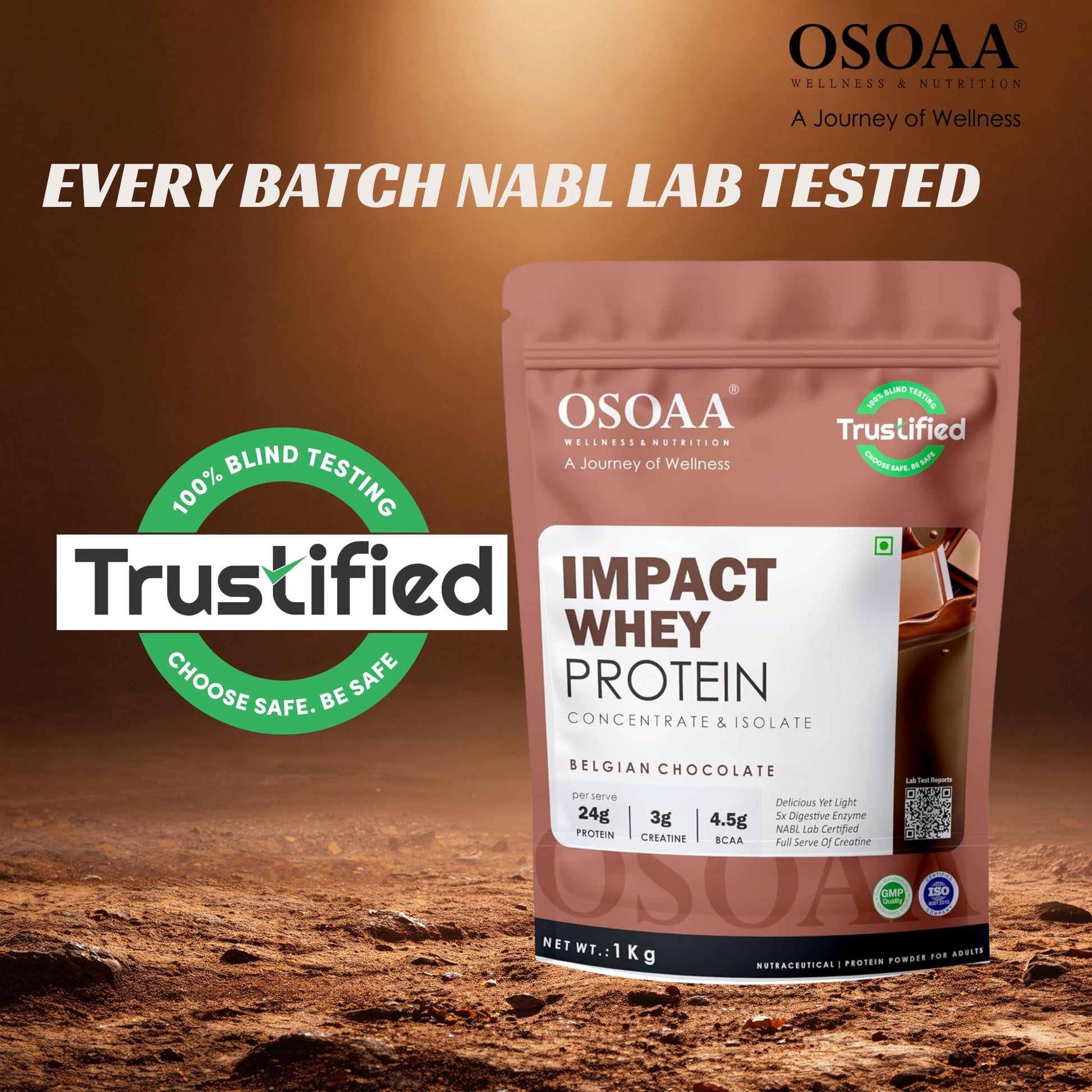 OSOAA Impact Whey Protein, 1kg, Whey Protein Powder with Creatine Monohydrate and Digestive Enzymes - label detail