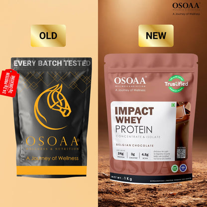 OSOAA Impact Whey Protein, 1kg, Whey Protein Powder with Creatine Monohydrate and Digestive Enzymes - ingredients panel