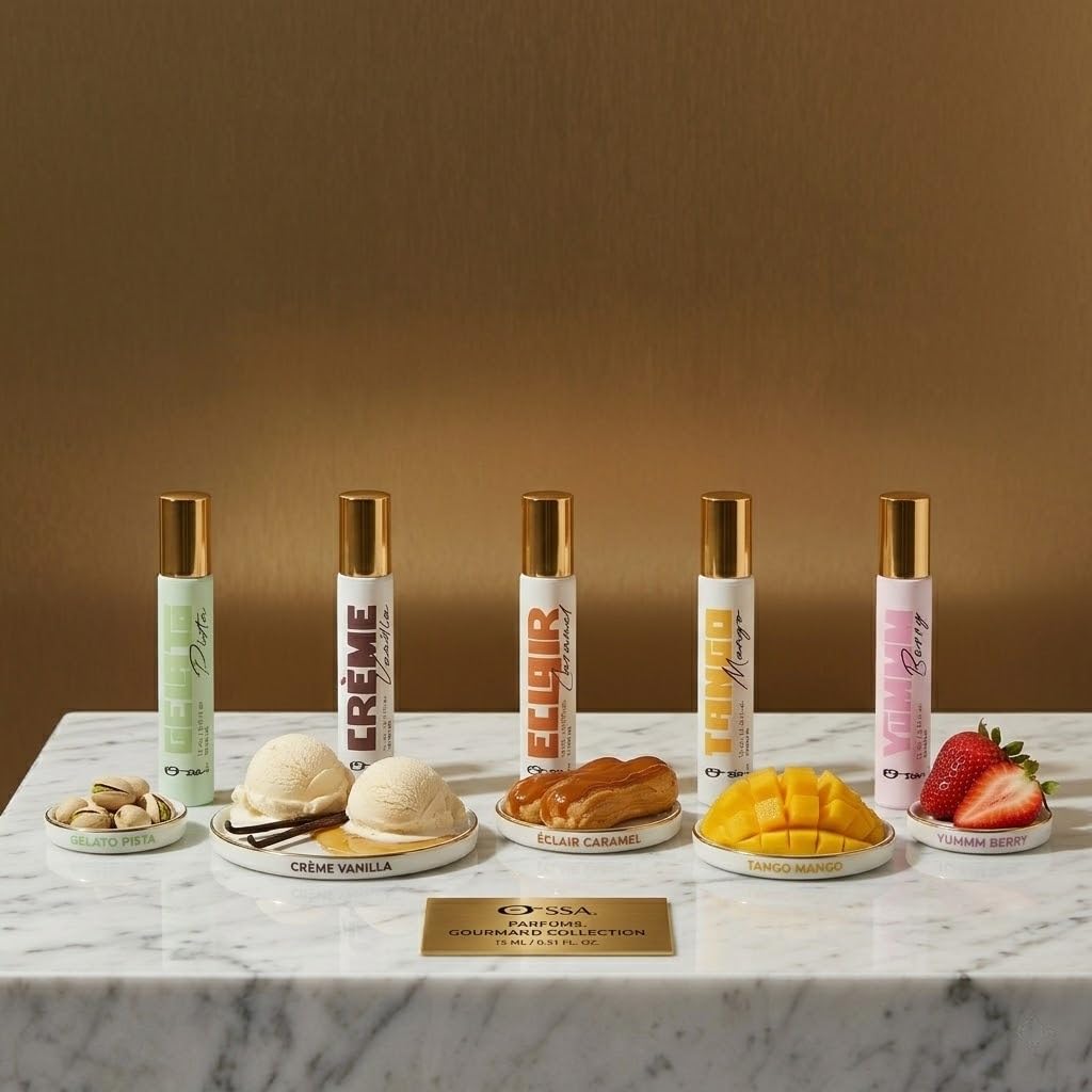 OSSA Gourmand Discovery Set, 5x15ml (75ml), Unisex Parfum Gift Set with 5 Dessert-Inspired Scents - label detail