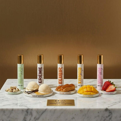 OSSA Gourmand Discovery Set, 5x15ml (75ml), Unisex Parfum Gift Set with 5 Dessert-Inspired Scents - label detail
