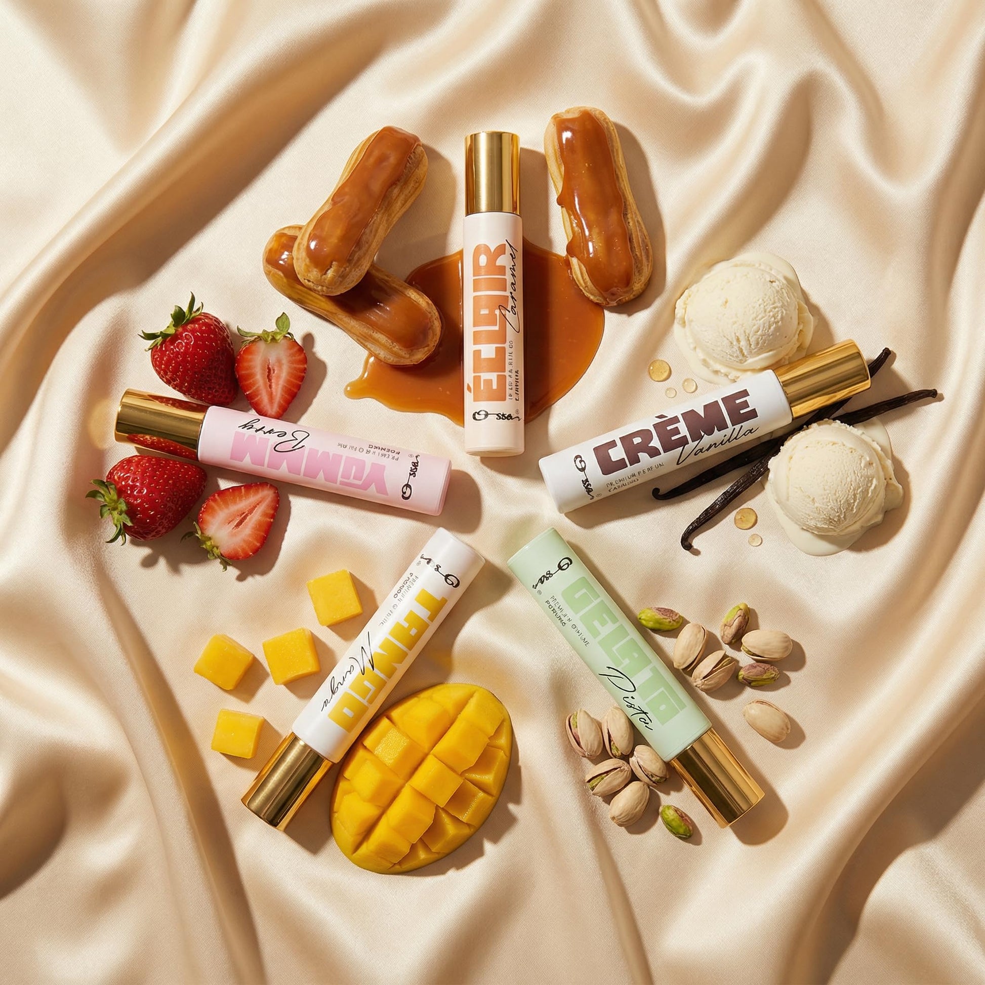 OSSA Gourmand Discovery Set, 5x15ml (75ml), Unisex Parfum Gift Set with 5 Dessert-Inspired Scents - ingredients panel