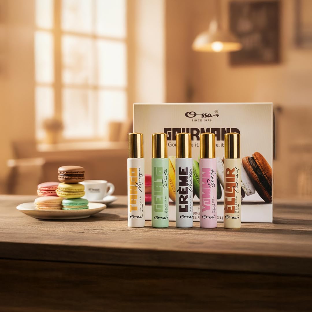 OSSA Gourmand Discovery Set, 5x15ml (75ml), Unisex Parfum Gift Set with 5 Dessert-Inspired Scents - close-up detail
