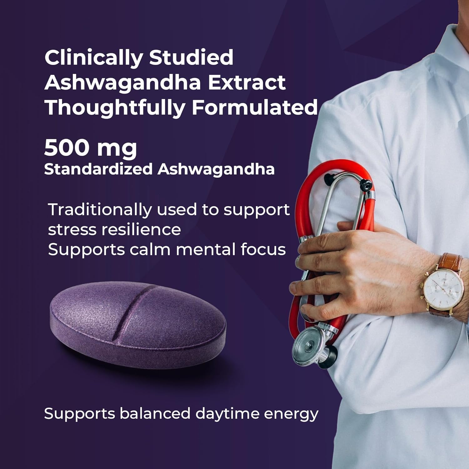 OYB Ashwagandha Tablets 500mg Standardized Extract, 30 Capsules, Herbal Supplement - packaging