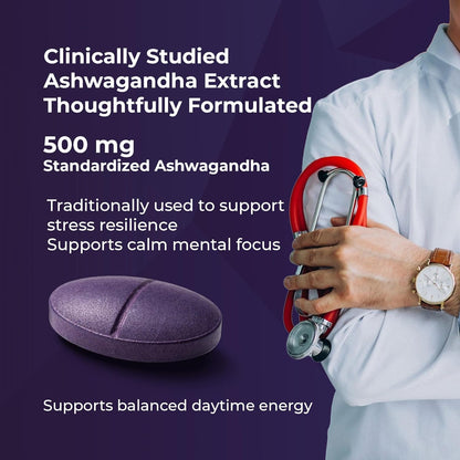OYB Ashwagandha Tablets 500mg Standardized Extract, 30 Capsules, Herbal Supplement - packaging