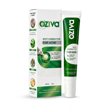 OZiva Acne Spot Corrector Gel, 5% Green Tea Extract, 1% Willow Bark, 20g