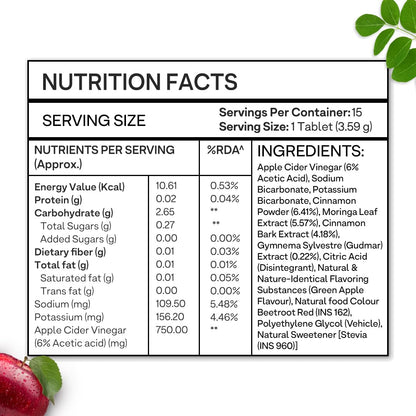 OZiva ACV Moringa Hot Mix Tablets, Apple Cinnamon Flavor, 100g Nutritional Supplement - close-up detail