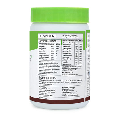 OZiva Adult Hair Vitamin Supplement and Plant-Based Biotin Powder Combo, 2-Item Pack, 10000 mcg Biotin - packaging