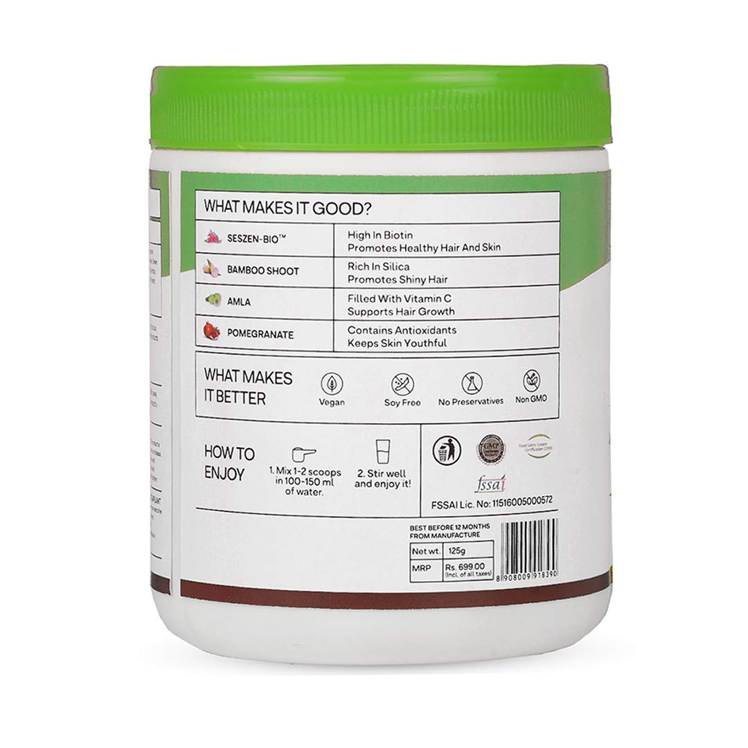 OZiva Adult Hair Vitamin Supplement and Plant-Based Biotin Powder Combo, 2-Item Pack, 10000 mcg Biotin - in use