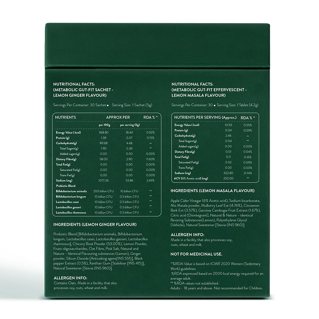 OZiva+ Advanced Metabolic Gut-Fit Supplement, 30 Sachets + 30 Tablets, Cinnamon Polyphenols, B420 Probiotic - in use