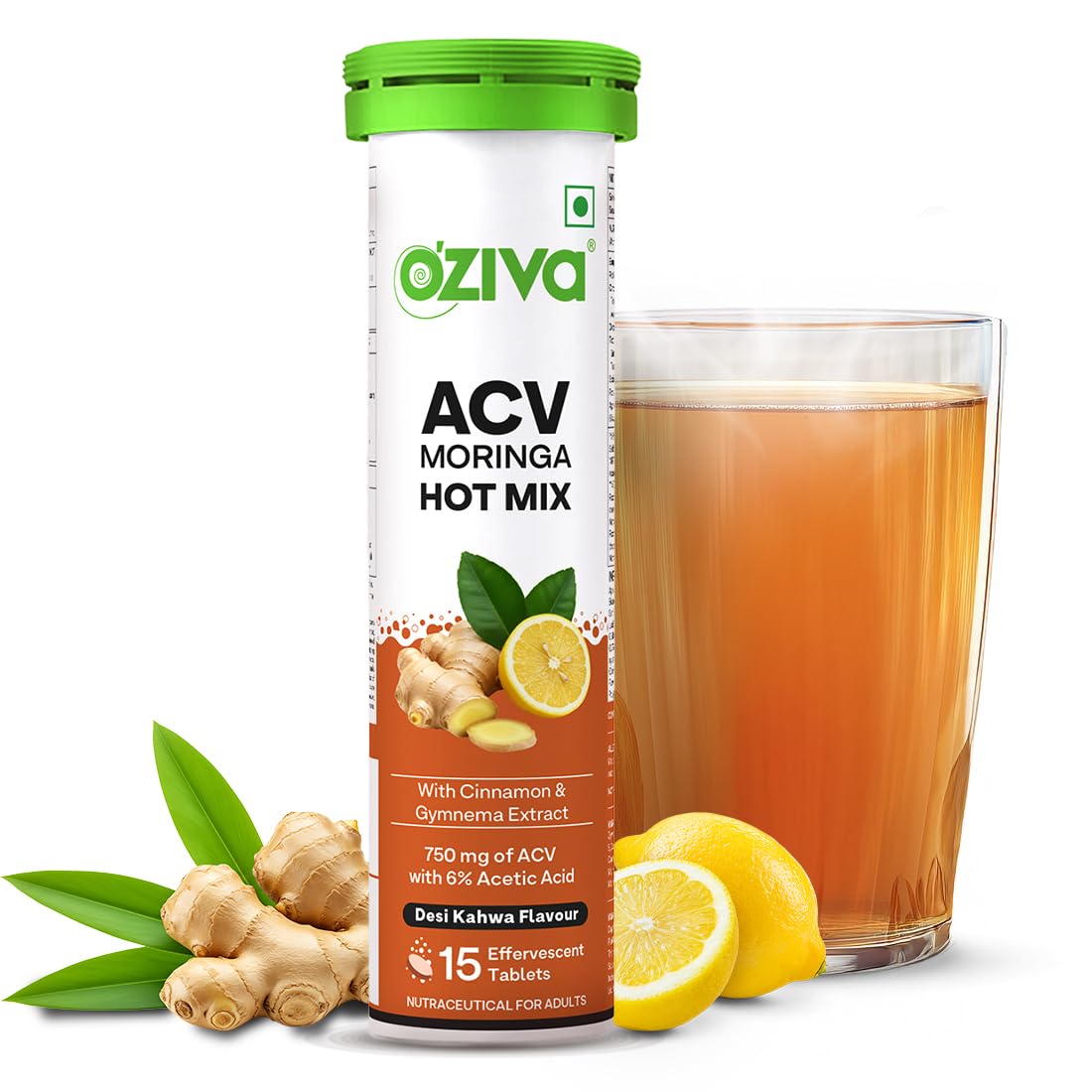 OZiva Apple Cider Vinegar Moringa Hot Mix Effervescent Tablets Dietary Supplement