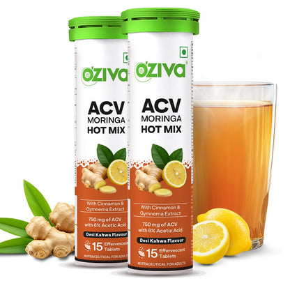 OZiva Apple Cider Vinegar Moringa Hot Mix Effervescent Tablets Dietary Supplement (10)