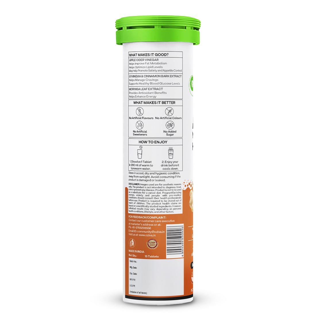 OZiva Apple Cider Vinegar Moringa Hot Mix Effervescent Tablets Dietary Supplement - in use (12)