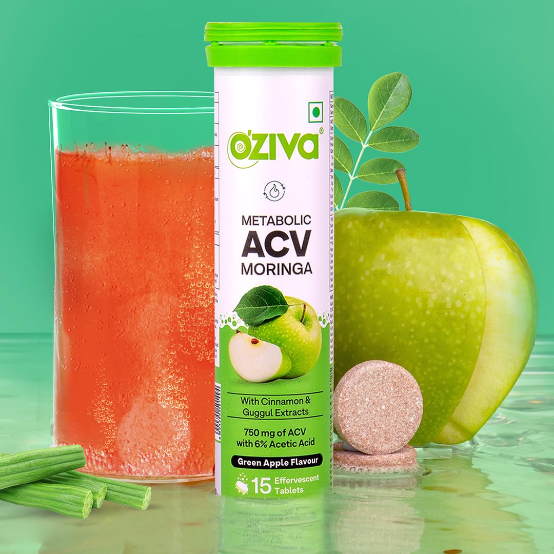 OZiva Apple Cider Vinegar Moringa Hot Mix Effervescent Tablets Dietary Supplement - front view (27)