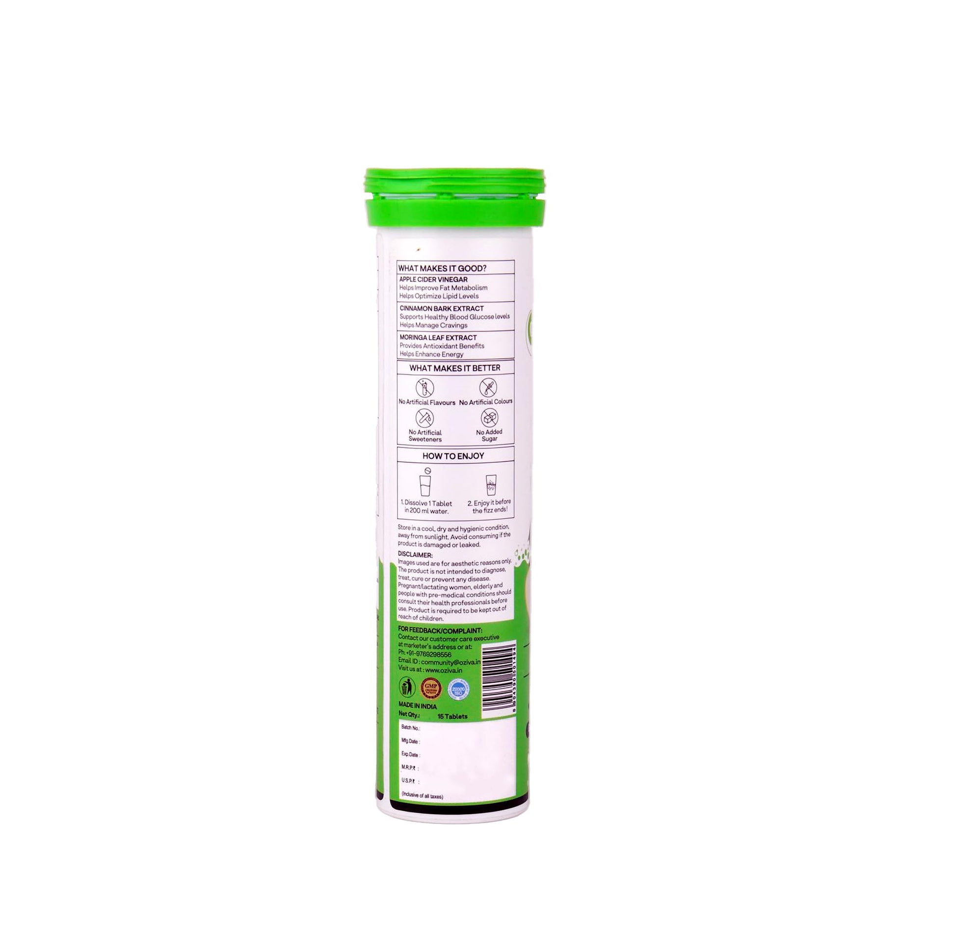 OZiva Apple Cider Vinegar Moringa Hot Mix Effervescent Tablets Dietary Supplement - in use (28)
