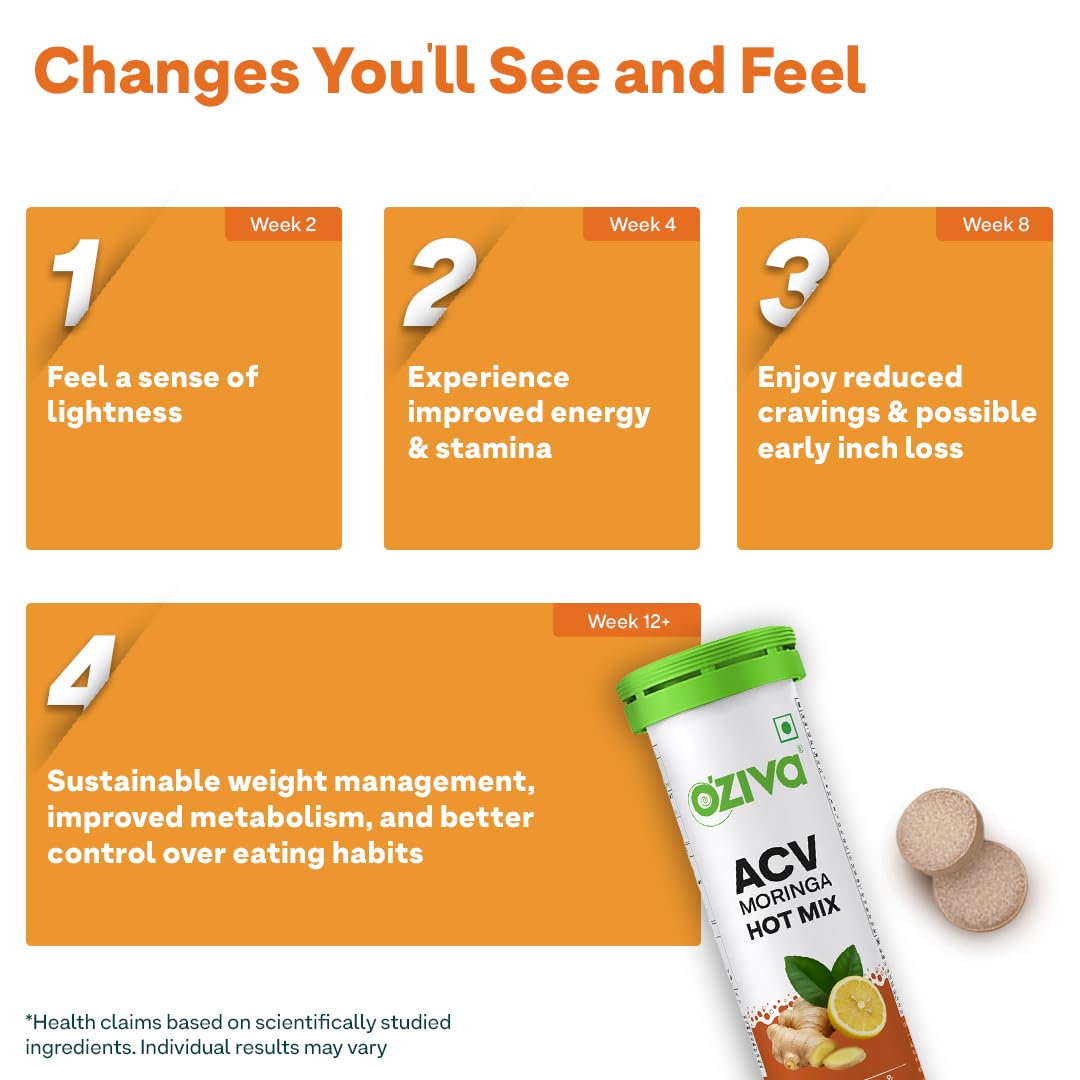 OZiva Apple Cider Vinegar Moringa Hot Mix Effervescent Tablets Dietary Supplement - packaging