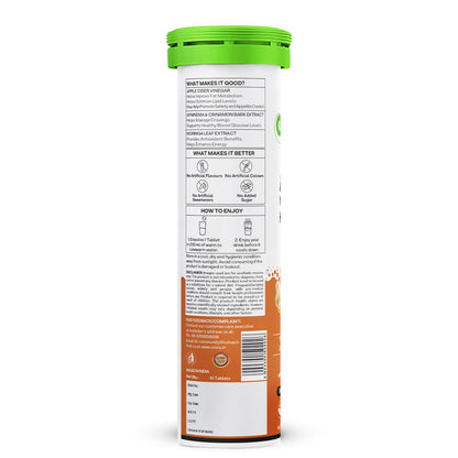 OZiva Apple Cider Vinegar Moringa Hot Mix Effervescent Tablets Dietary Supplement - size and scale