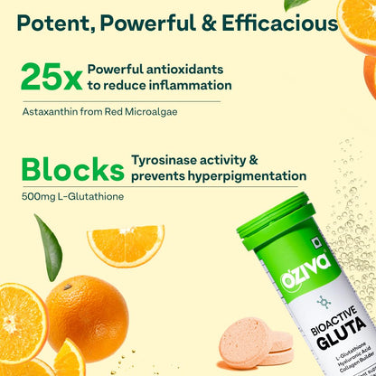 OZiva Bioactive Glutathione Effervescent Tablets, Orange Flavor, 15 Count, Vitamin C Supplement - packaging (15)