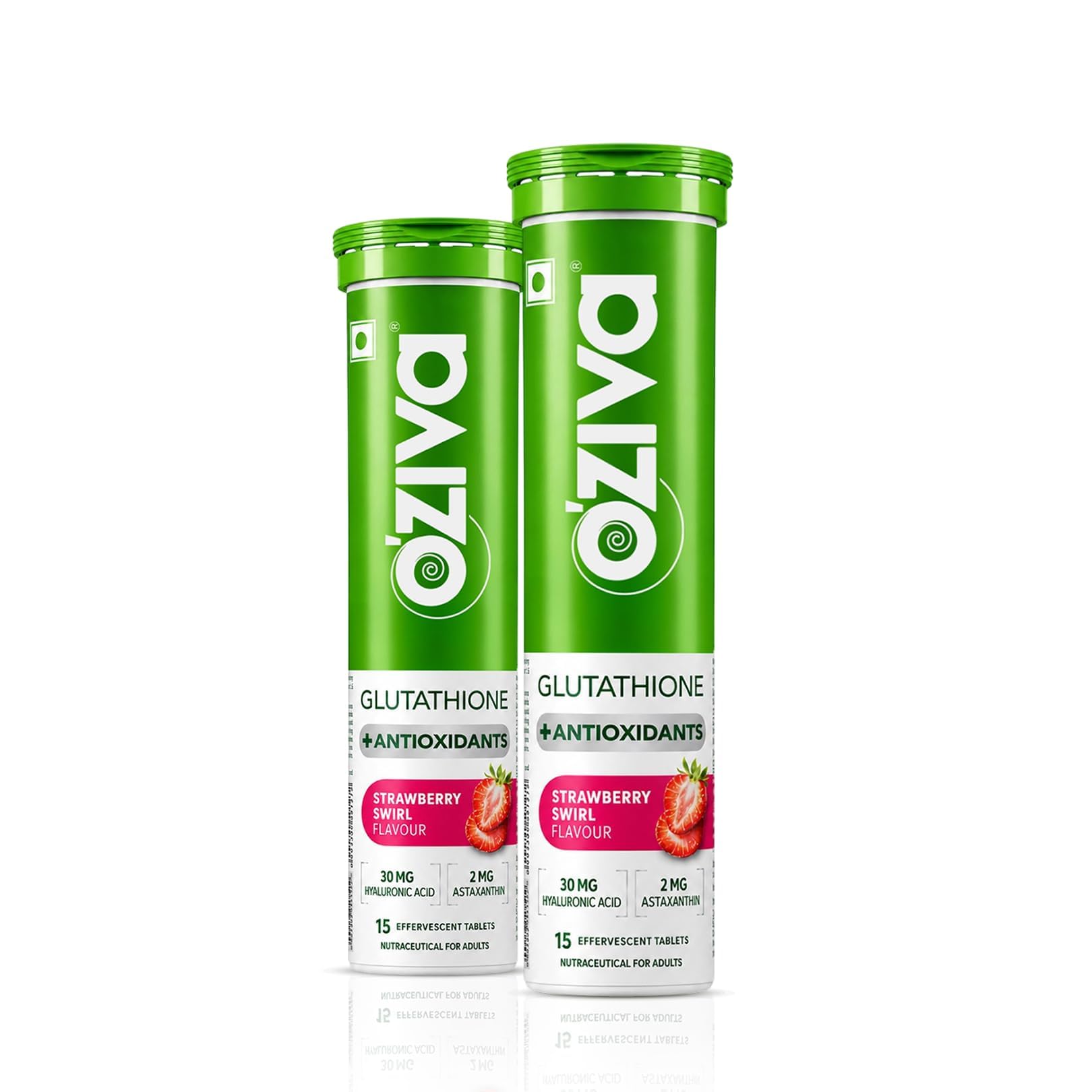 OZiva Bioactive Glutathione Tablets, Strawberry Swirl, Sugar-Free Effervescent, 15 Tabs - size and scale (11)