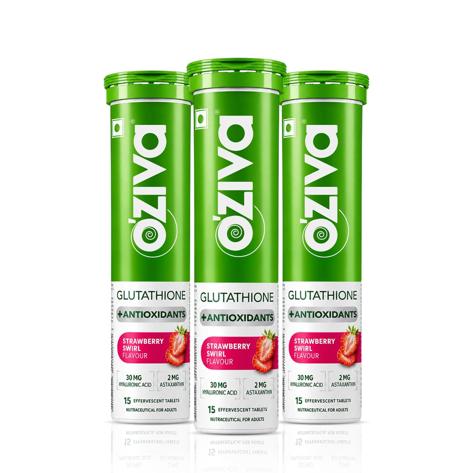 OZiva Bioactive Glutathione Tablets, Strawberry Swirl, Sugar-Free Effervescent, 15 Tabs (12)