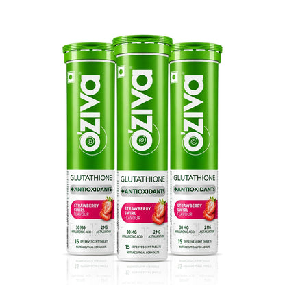 OZiva Bioactive Glutathione Tablets, Strawberry Swirl, Sugar-Free Effervescent, 15 Tabs - size and scale (13)