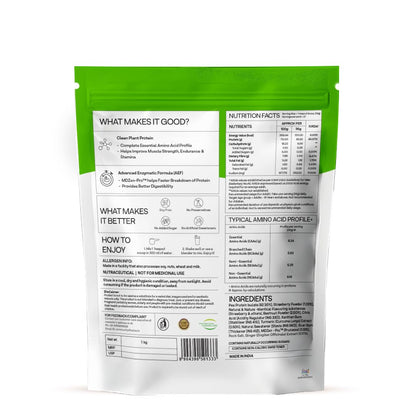 OZiva Bioactive Plant Protein Powder, Vegan Pea Rice Mung Bean Blend, 5.5g BCAA, 25g Protein, Vitamins & Minerals - size and 
