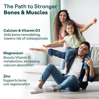 OZiva Calcium Magnesium Zinc Vitamin D3 Adult Mineral Supplement, Plant-Sourced, 60 Caps, 100g