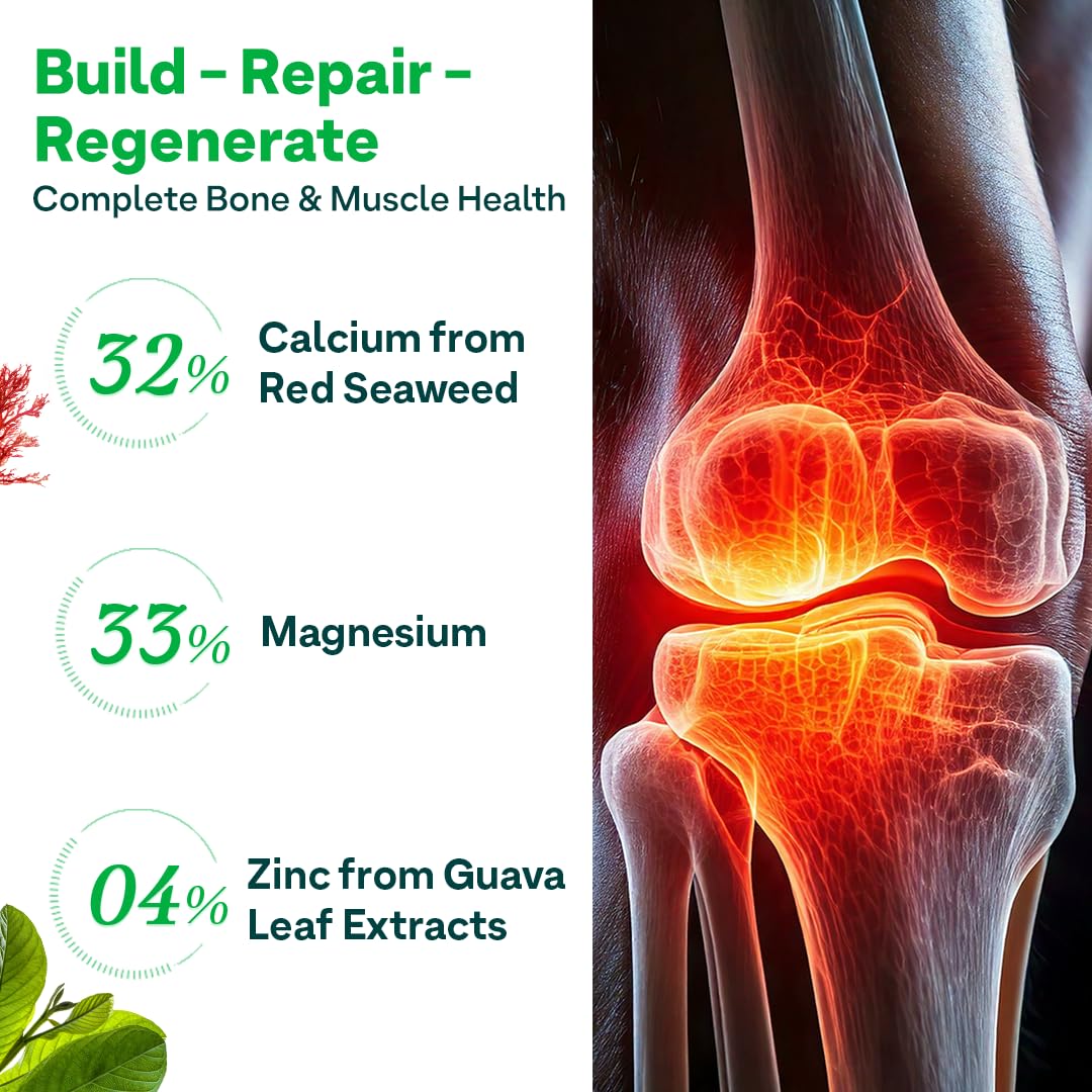 OZiva Calcium Magnesium Zinc Vitamin D3 Adult Mineral Supplement, Plant-Sourced, 60 Caps, 100g - front view