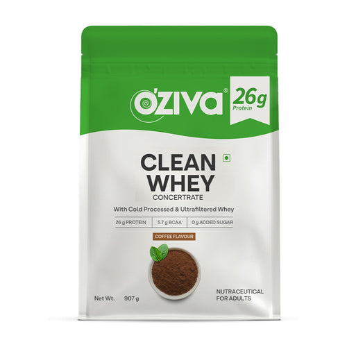 OZiva Clean Whey Coffee Protein Powder, 26g Per Scoop, Cold-Processed Microfiltered, No Added Sugar