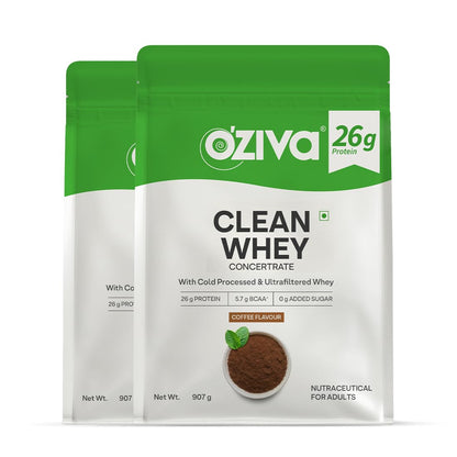 OZiva Clean Whey Coffee Protein Powder, 26g Per Scoop, Cold-Processed Microfiltered, No Added Sugar (9)