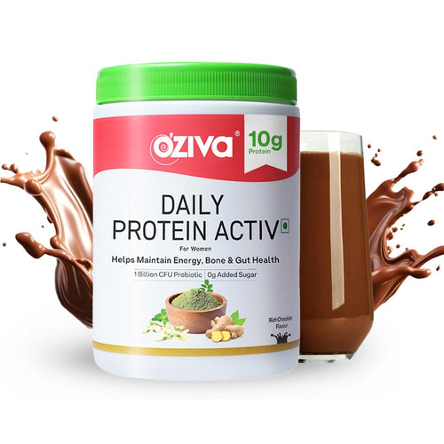 OZiva Daily Protein Activ for Women Whey Protein Powder, Multisource with Vitamins, Soy-Free, Gluten-Free, No Added Sugar