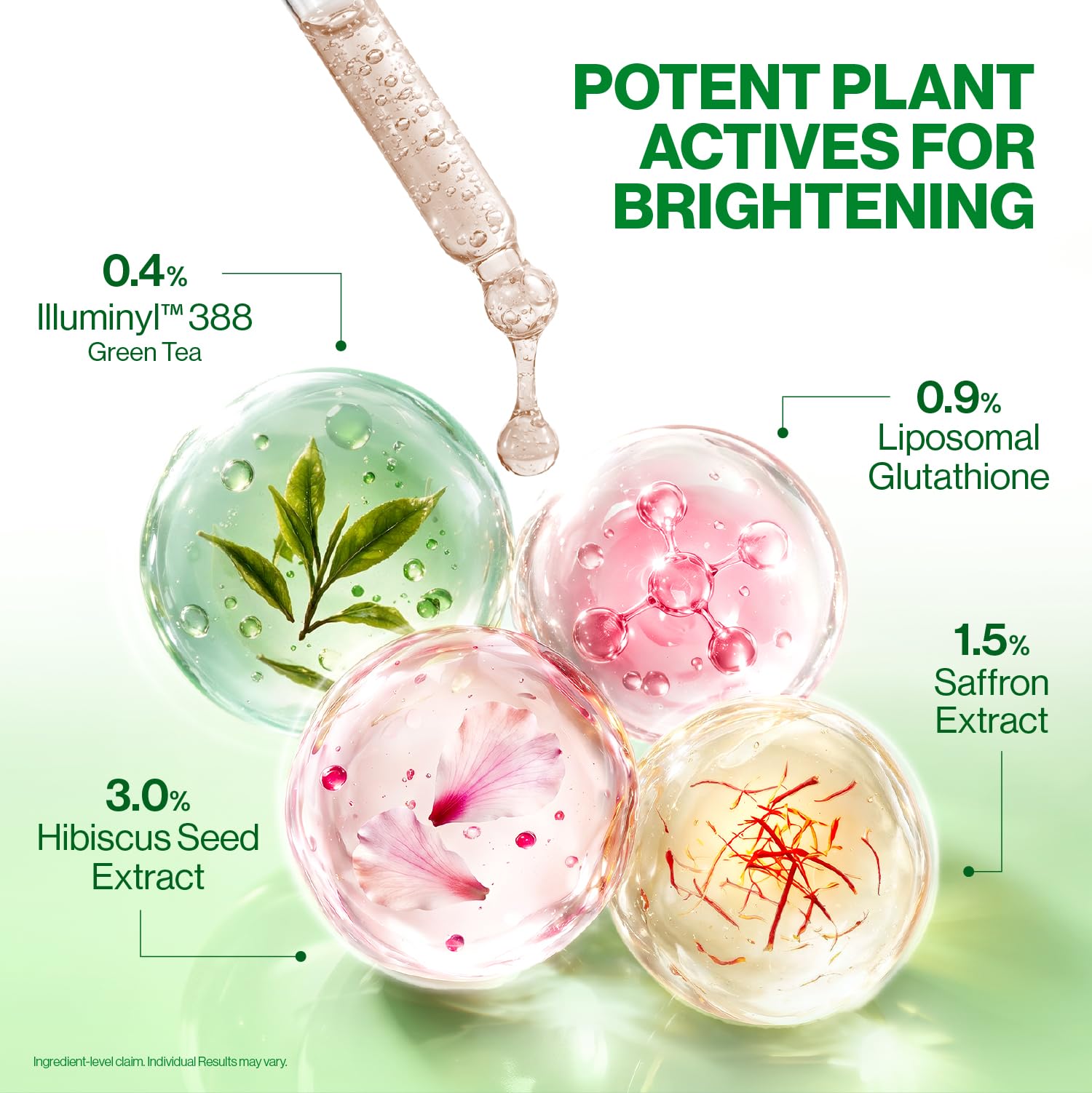 OZiva Gluta Brightening Serum, 30ml, Plant-Based Formula with Green Tea Extract, Liposomal Glutathione, Saffron and Hibiscus 