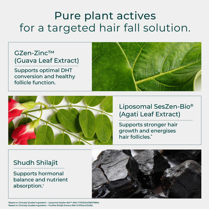 OZiva Hair Actives Shilajit Supplement, 15 Effervescent Tablets, Jeera Masala Flavor, Herbal - packaging