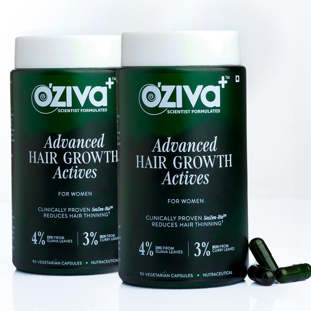 OZiva Hair Supplement Capsules for Adult Women, Plant-Based Botanical Formula, Standardized Extracts (10)