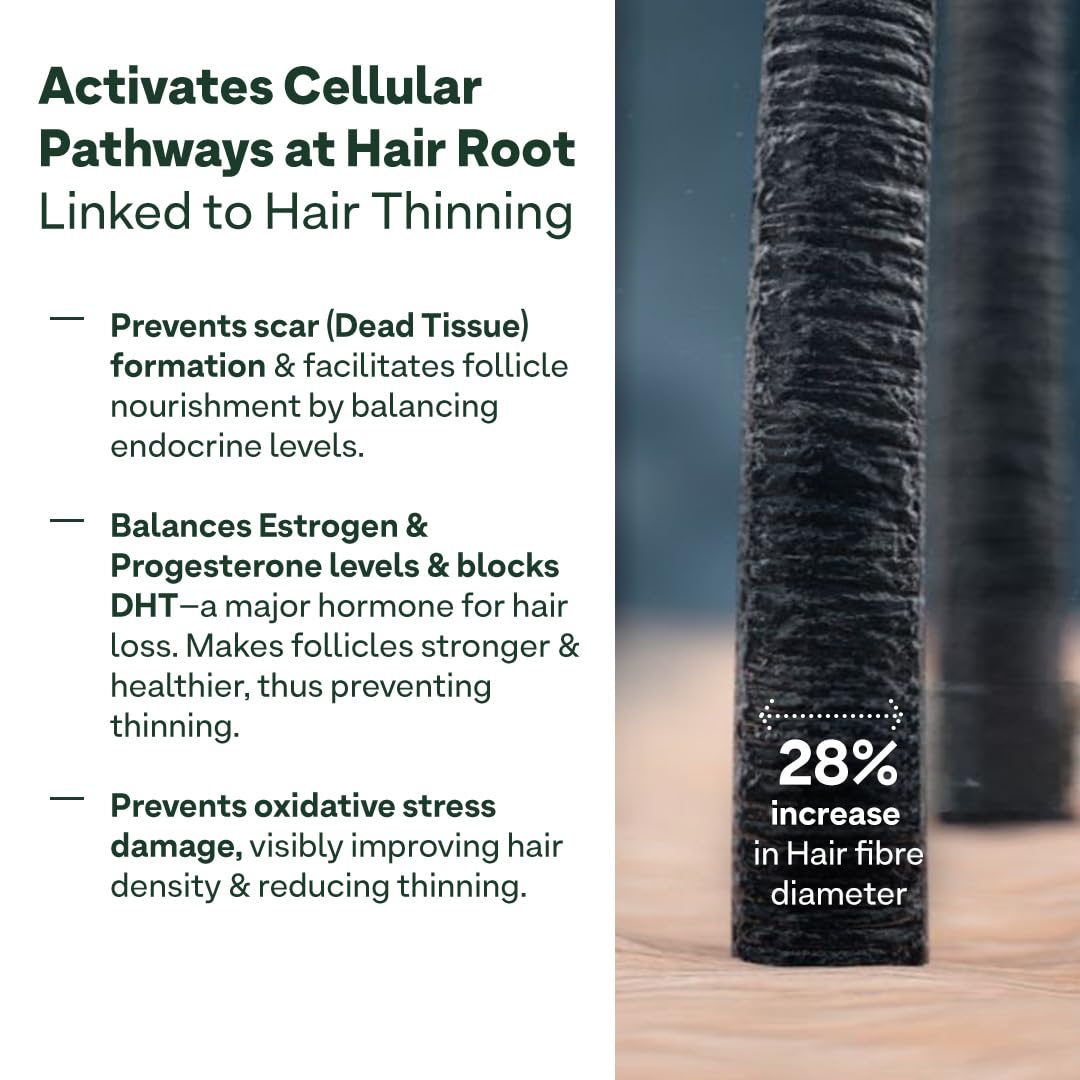 OZiva Hair Supplement Capsules for Adult Women, Plant-Based Botanical Formula, Standardized Extracts - ingredients panel