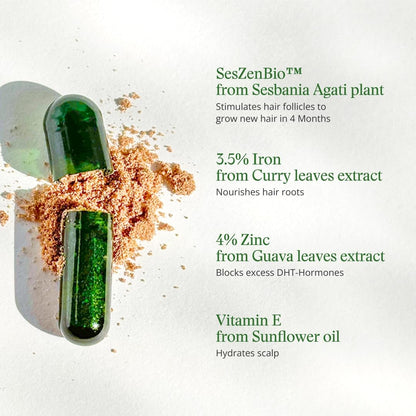 OZiva Hair Vitamins, 180 Capsules, Plant-Based Biotin, Iron, Zinc, Multivitamin Supplement - back view