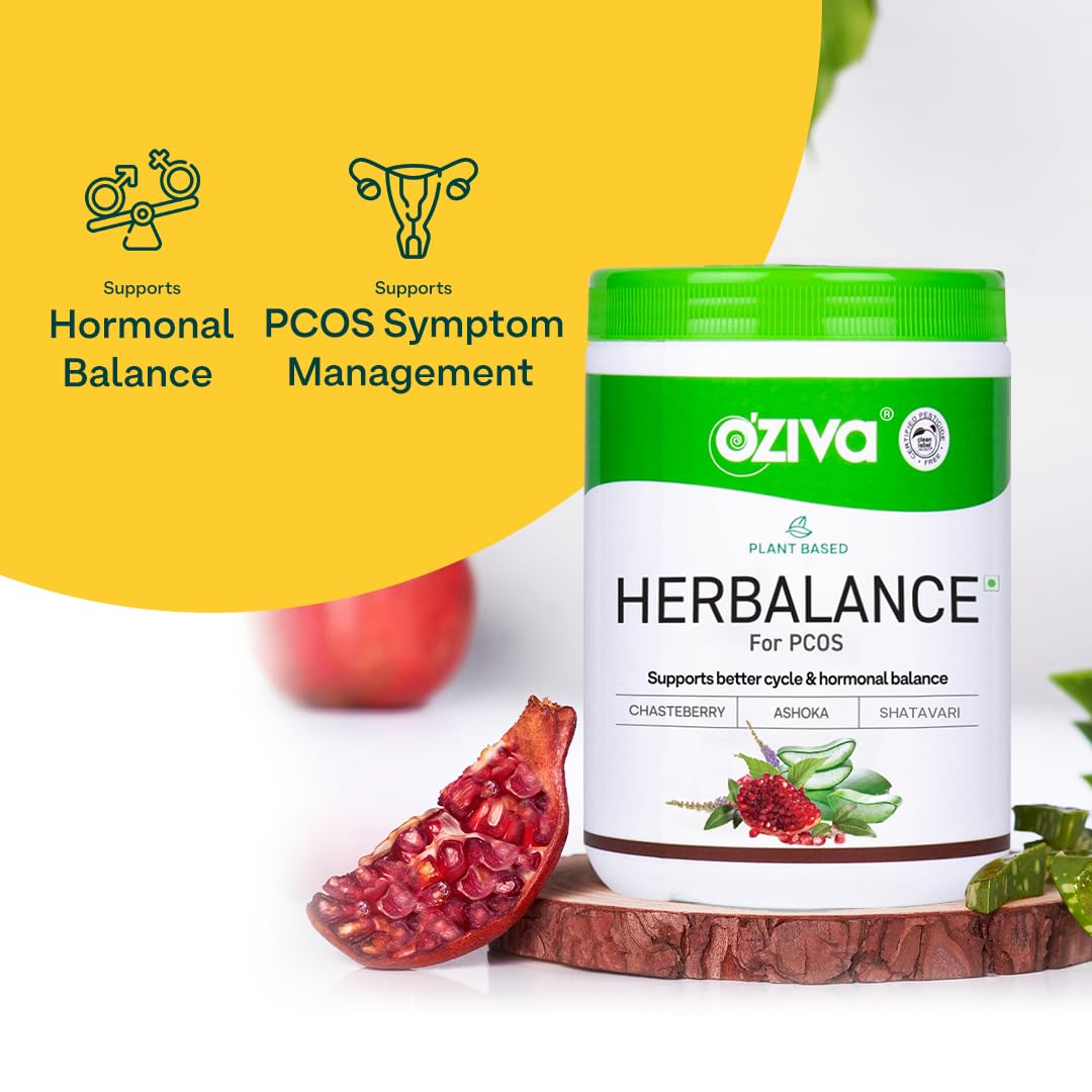 OZiva HerBalance PCOS Plant-Based Herbal Supplement Powder for Women, 200g - close-up detail (17)