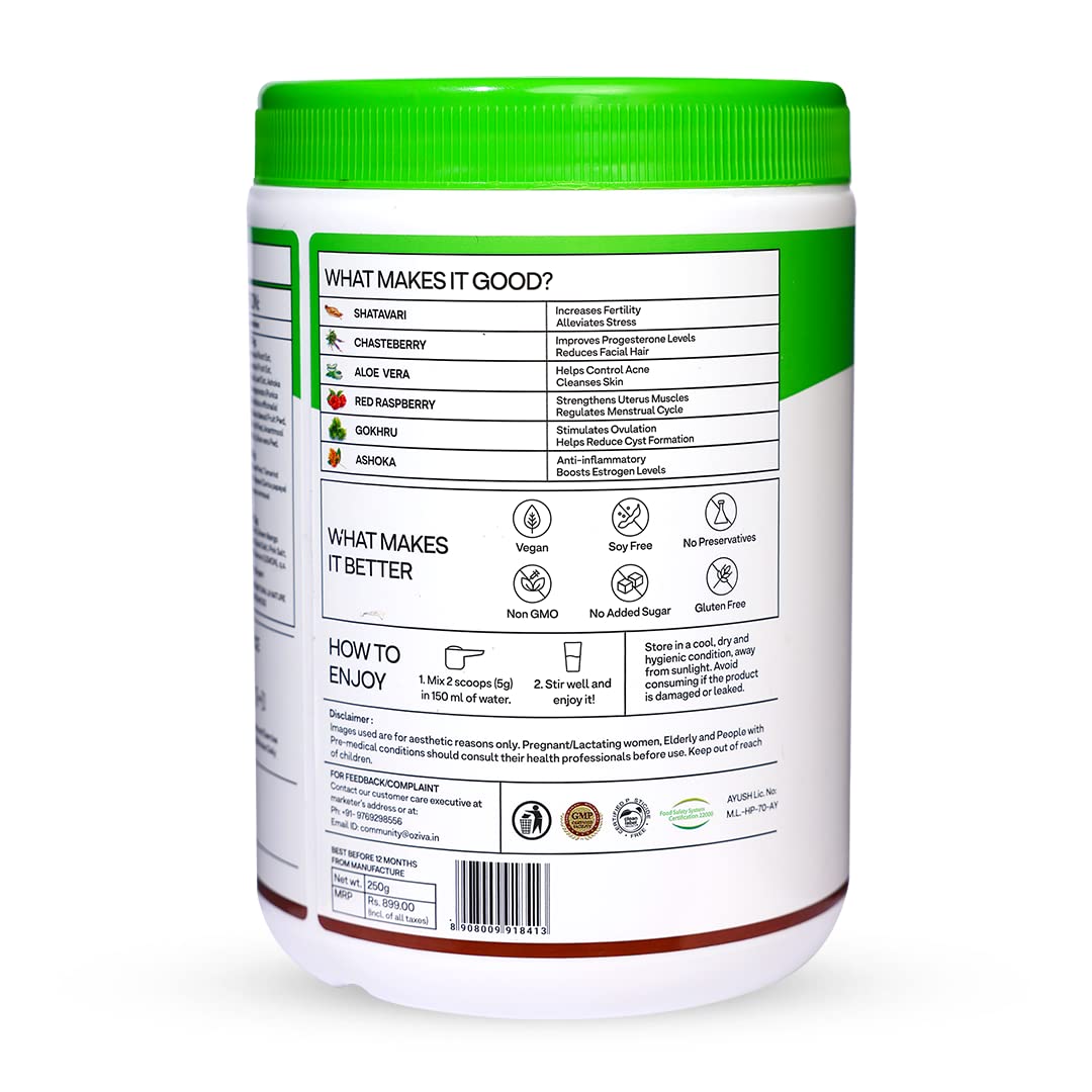 OZiva HerBalance PCOS Plant-Based Herbal Supplement Powder for Women, 200g - in use (18)