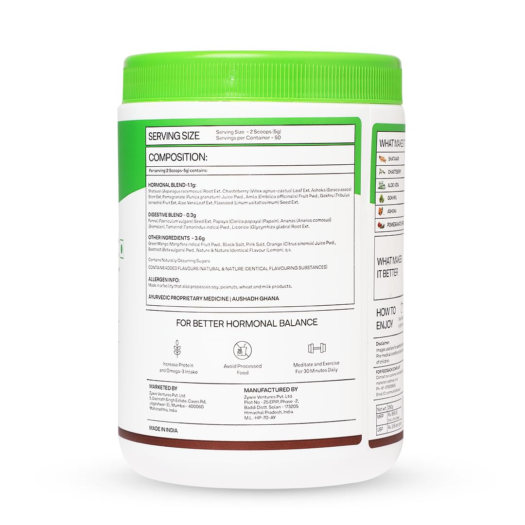 OZiva HerBalance PCOS Plant-Based Herbal Supplement Powder for Women, 200g - size and scale (19)