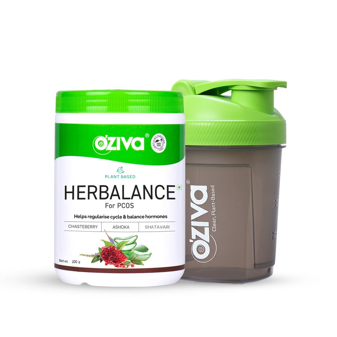 OZiva HerBalance PCOS Plant-Based Herbal Supplement Powder for Women, 200g (20)
