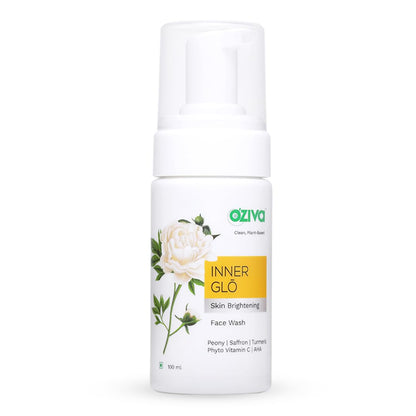 OZiva Inner Glo Face Wash with White Peony, Vitamin C & AHA, 100ml, Adult Unisex