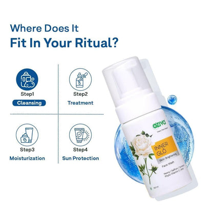 OZiva Inner Glo Face Wash with White Peony, Vitamin C & AHA, 100ml, Adult Unisex - close-up detail