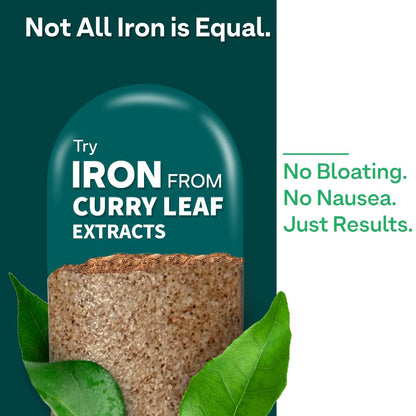 OZiva Iron Mineral Supplement with Folic Acid Vitamin C B12, 180 Adult Tablets, Vegan Plant-Based Formula - front view
